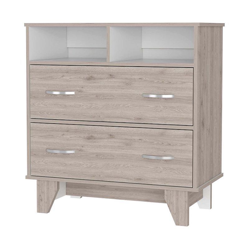 Portobelo Two Drawer Dresser， Two Shelves， Superior Top， Four Legs