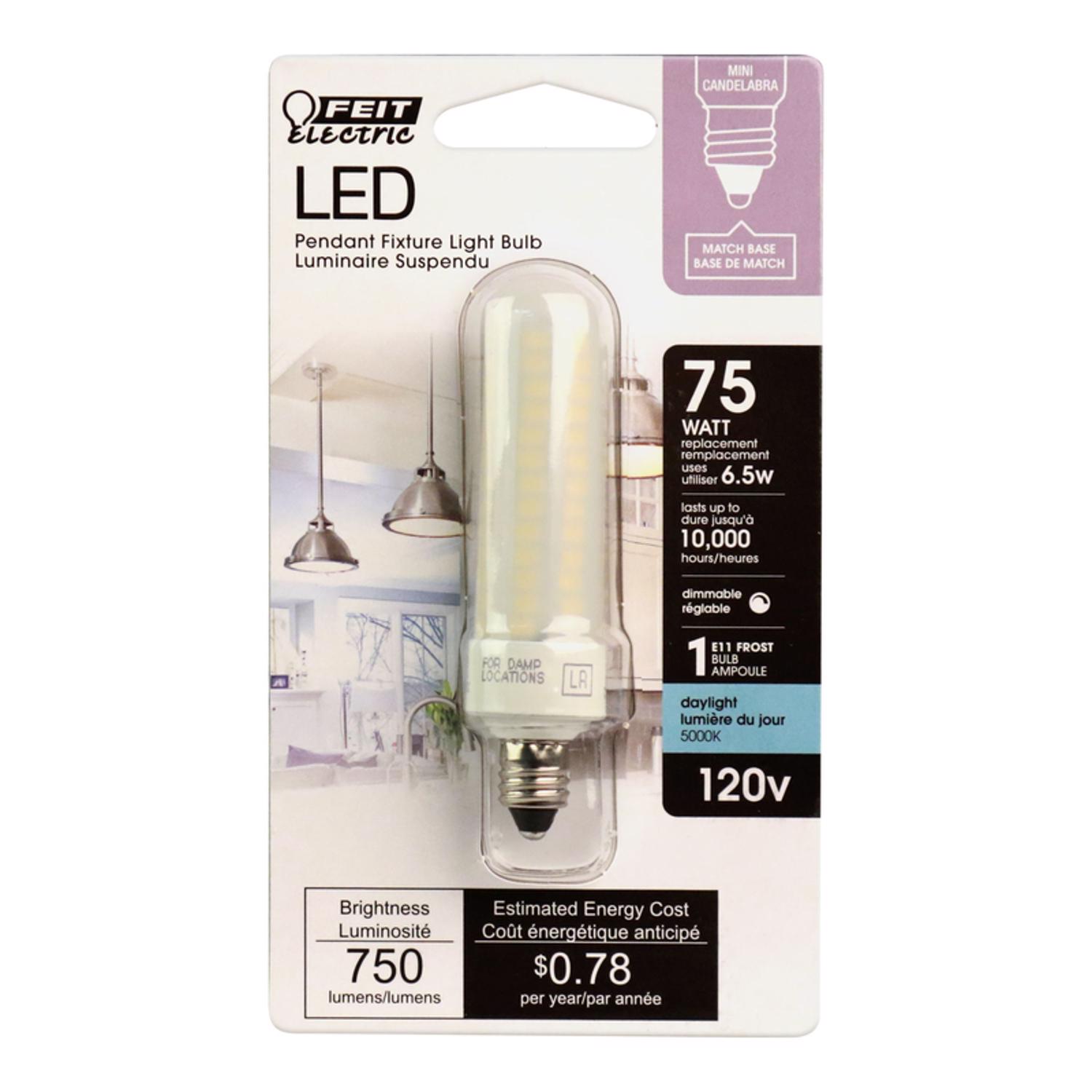 Feit LED Specialty Tube E11 LED Bulb Daylight 75 Watt Equivalence 1 pk