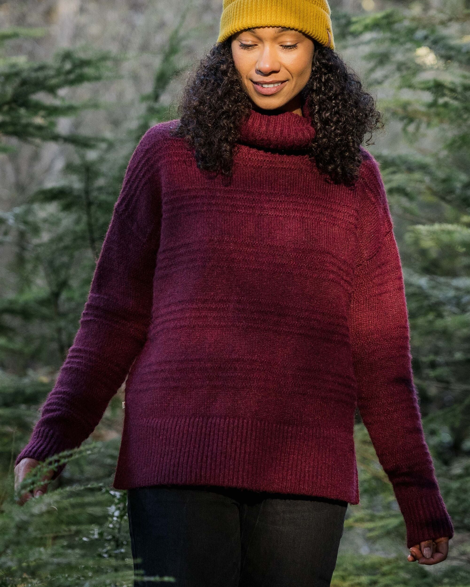 Snug Recycled Polo Neck Knitted Jumper - Wine