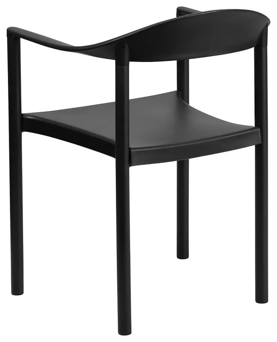 5 Pack Stackable Dining Chair  Plastic Seat  ampSlightly Curved Open Back  Black   Midcentury   Dining Chairs   by Decorn  Houzz