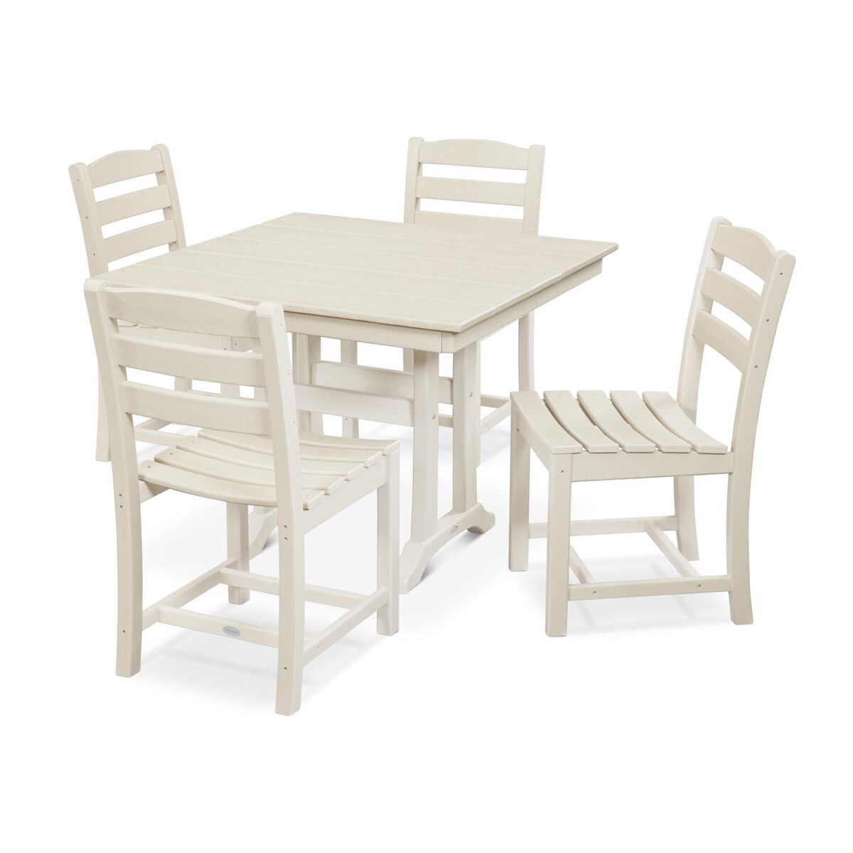 POLYWOOD La Casa Cafe 5 Piece Farmhouse Trestle Side Chair Dining Set