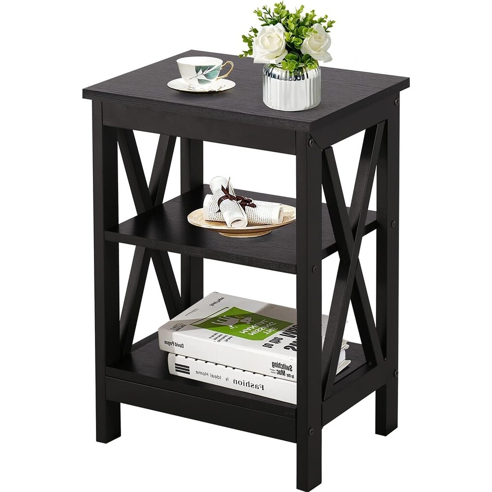 VECELO Modern Nightstand with 3 tier Storage Shelves