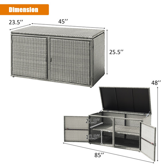 Costway 98513426 88 Gallon Garden Patio Rattan Sto...