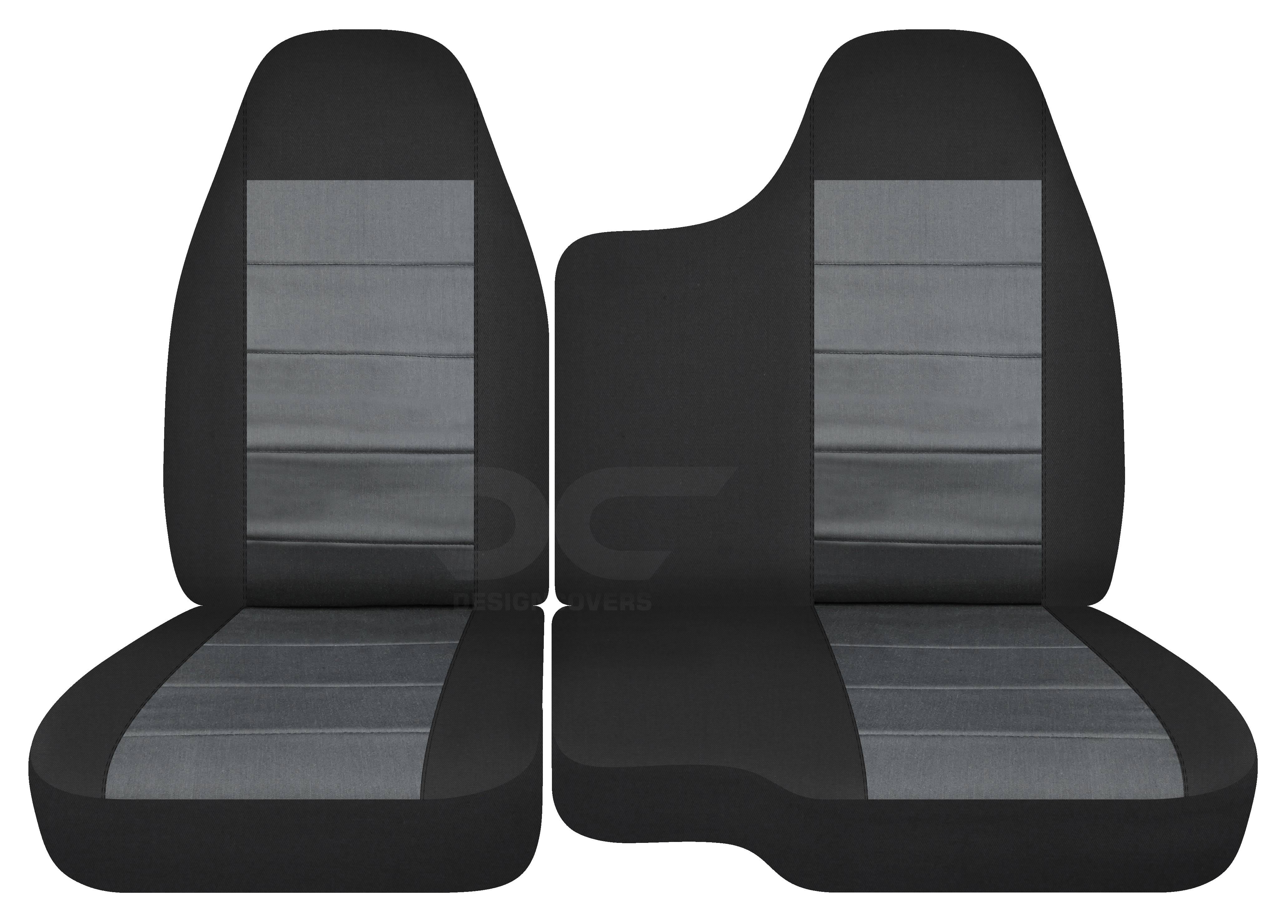 T8-Designcovers Compatible with 1998-2003 Ford Ranger/Mazda B-Series Two-Tone Truck Seat Covers (60/40 Split Bench)-No Armrest:Black and Charcoal velour