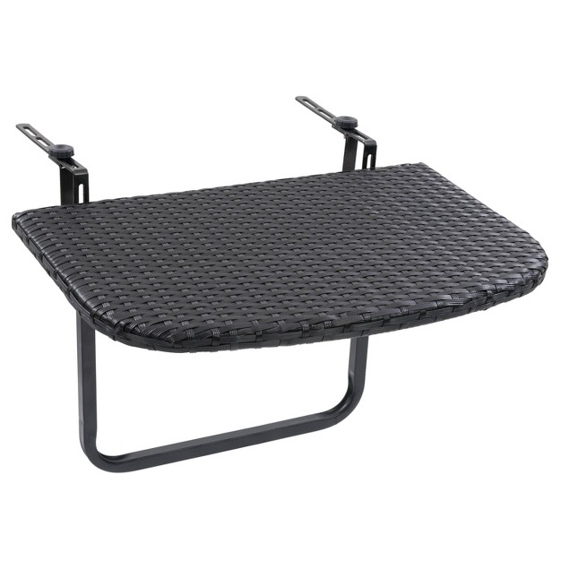 Parksville Rattan Foldable Balcony Table Black Corliving