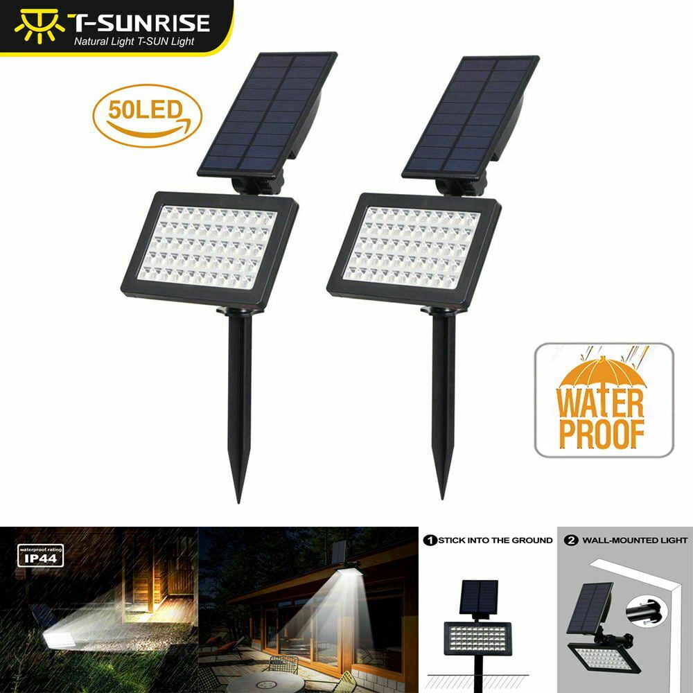 2Pack Solar Power Flood Lamp Spotlight Outdoor 50Led Garden Wall Landscape Light