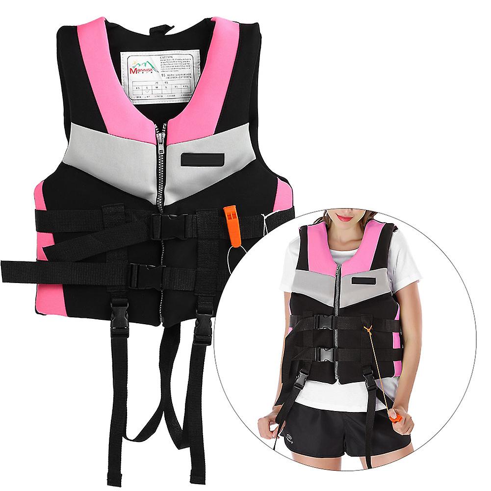 Kayaking Swimming Adult Safety Buoyancy Life Jacket Vest Reusable With Whistle(pink S)