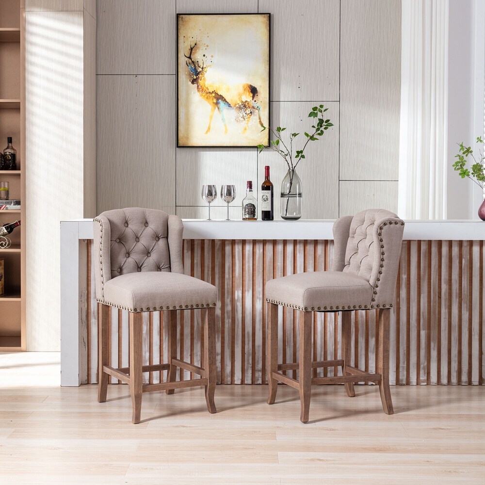 Bar Chairs with Tufted Upholstered Set of 2