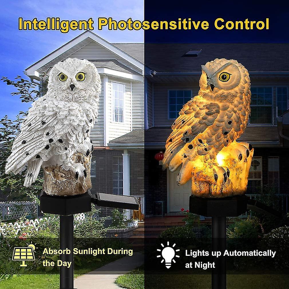 Owl Shape Light Led Solar Garden Light Owl Lawn Lamp Waterproof Solar Led Lights Outdoor Lighting Night Light Decorative Home Garden (white)(1pcs)