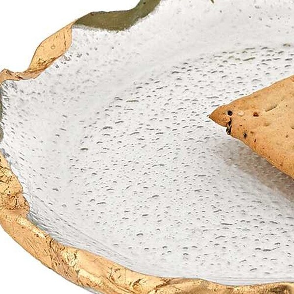 14 Glass Oval Edge Gold Leaf Platter - 9 W x 3 D x 15 H