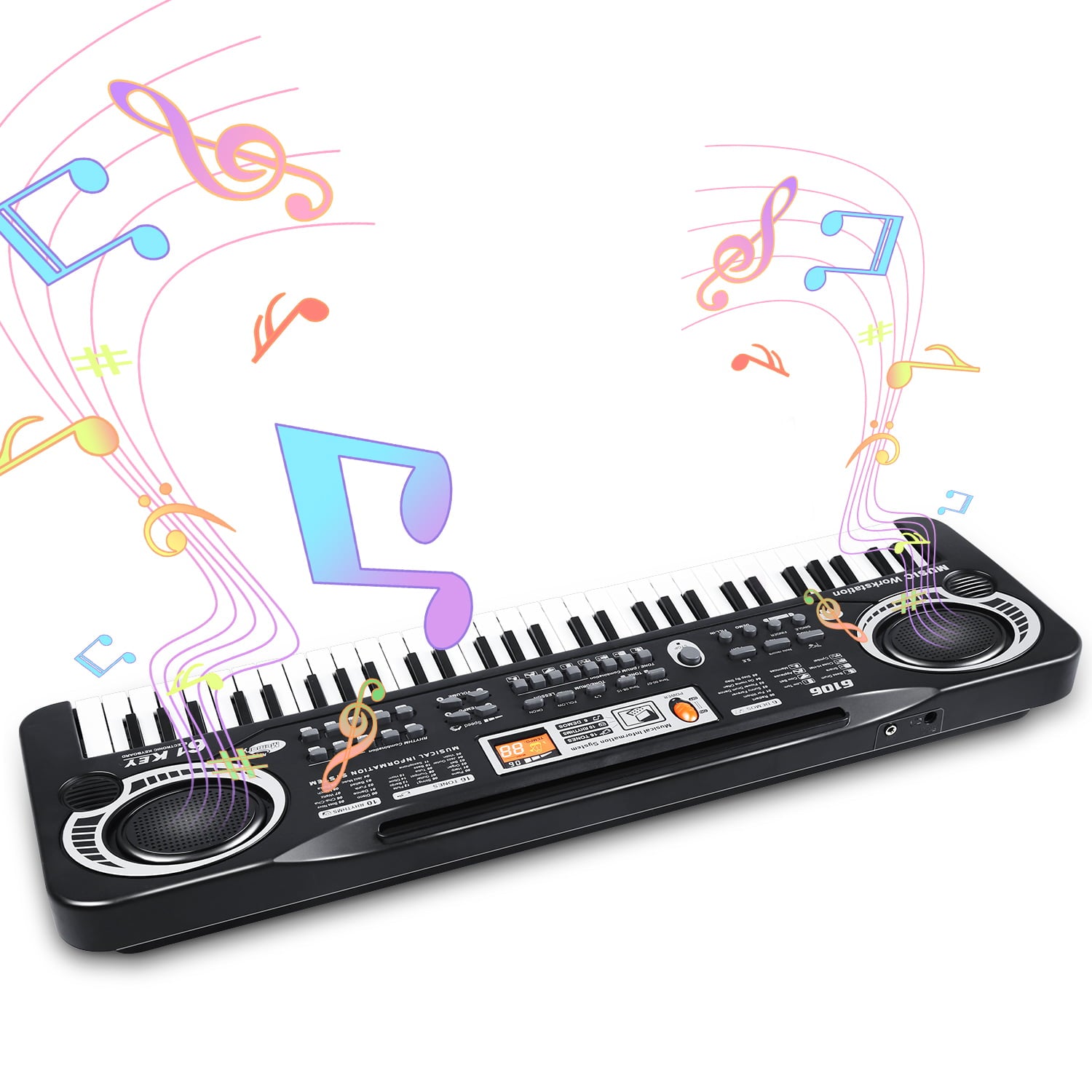 JUMPER 61 Keys Electronic Keyboard Piano Musical Keyboard Learning Piano Speaker Microphone Portable Recording Rechargeable Batteries Christmas Gift for Kids