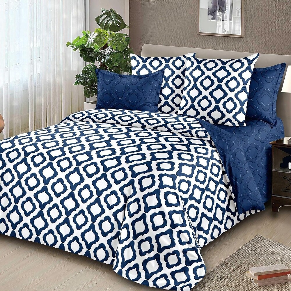 Wellco Twin Comforter Set   2 Pieces  Season Bed Set Soft Polyester Diamond Circle Bedding Comforters  Navy