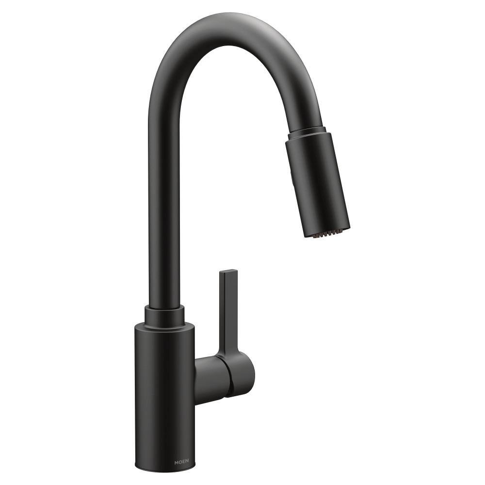 MOEN Genta LX Single-Handle Pull-Down Sprayer Kitchen Faucet with Reflex in Matte Black 7882BL