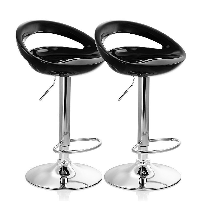 Elama 2 Piece Retro Adjustable Bar Stool in Red with Chrome Base