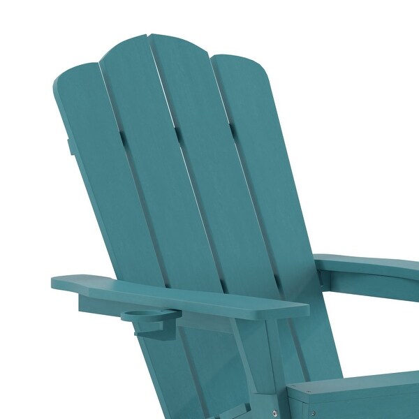 Set of 2 Commercial AllWeather Adirondack Chairs with Cupholders