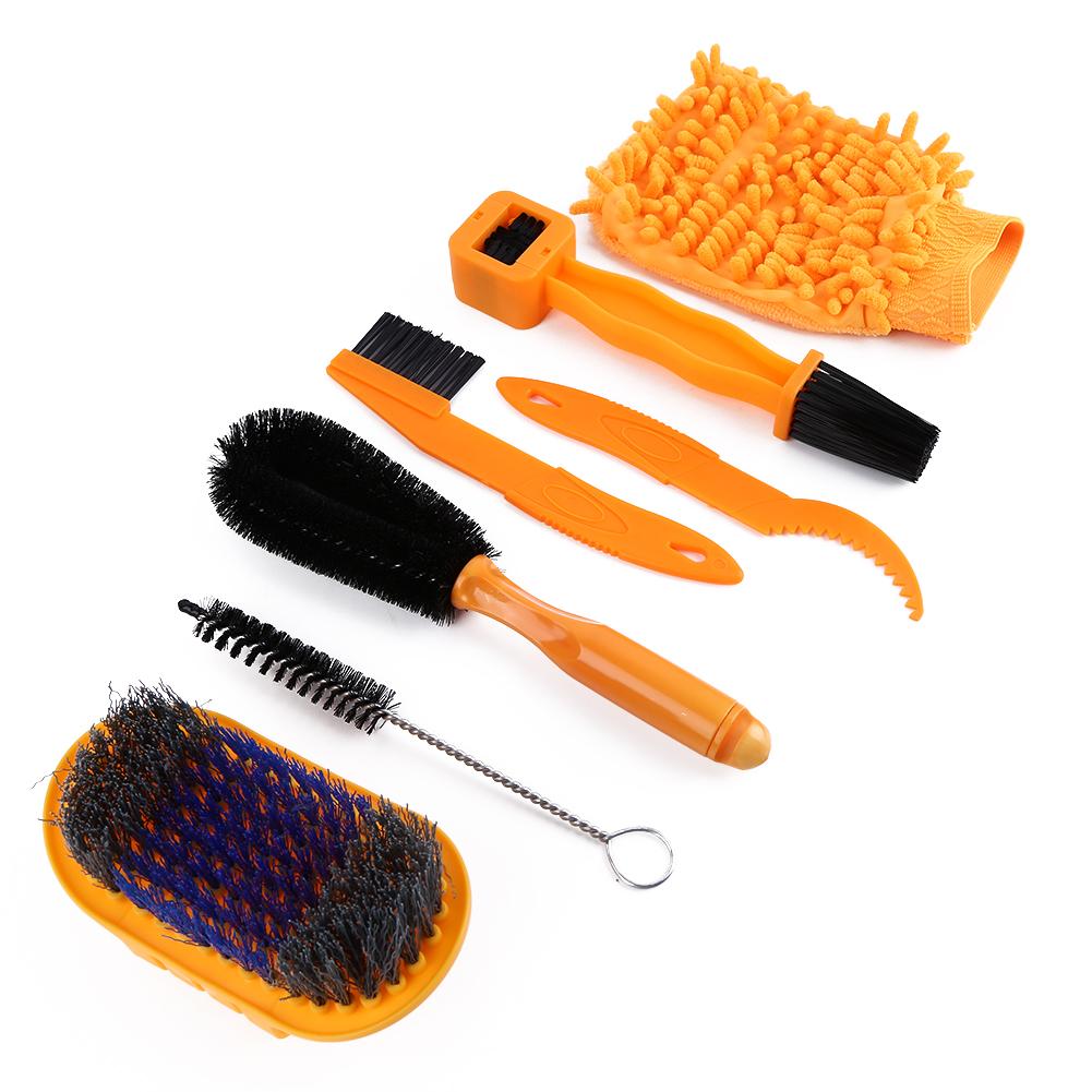 7 PCS Bike Chain Cleaner Clean Machine Brushes Cycling Cleaning Kit Bicycle Brush Maintenance Tool for Mountain Road City BMX