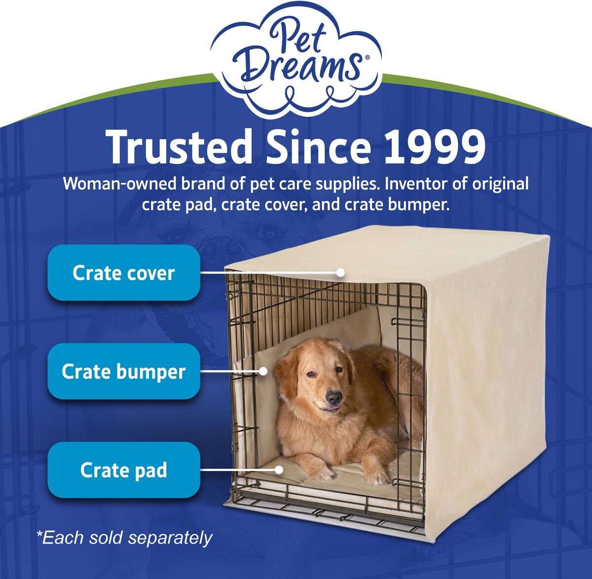 Pet Dreams Open Front Dog Crate Cover