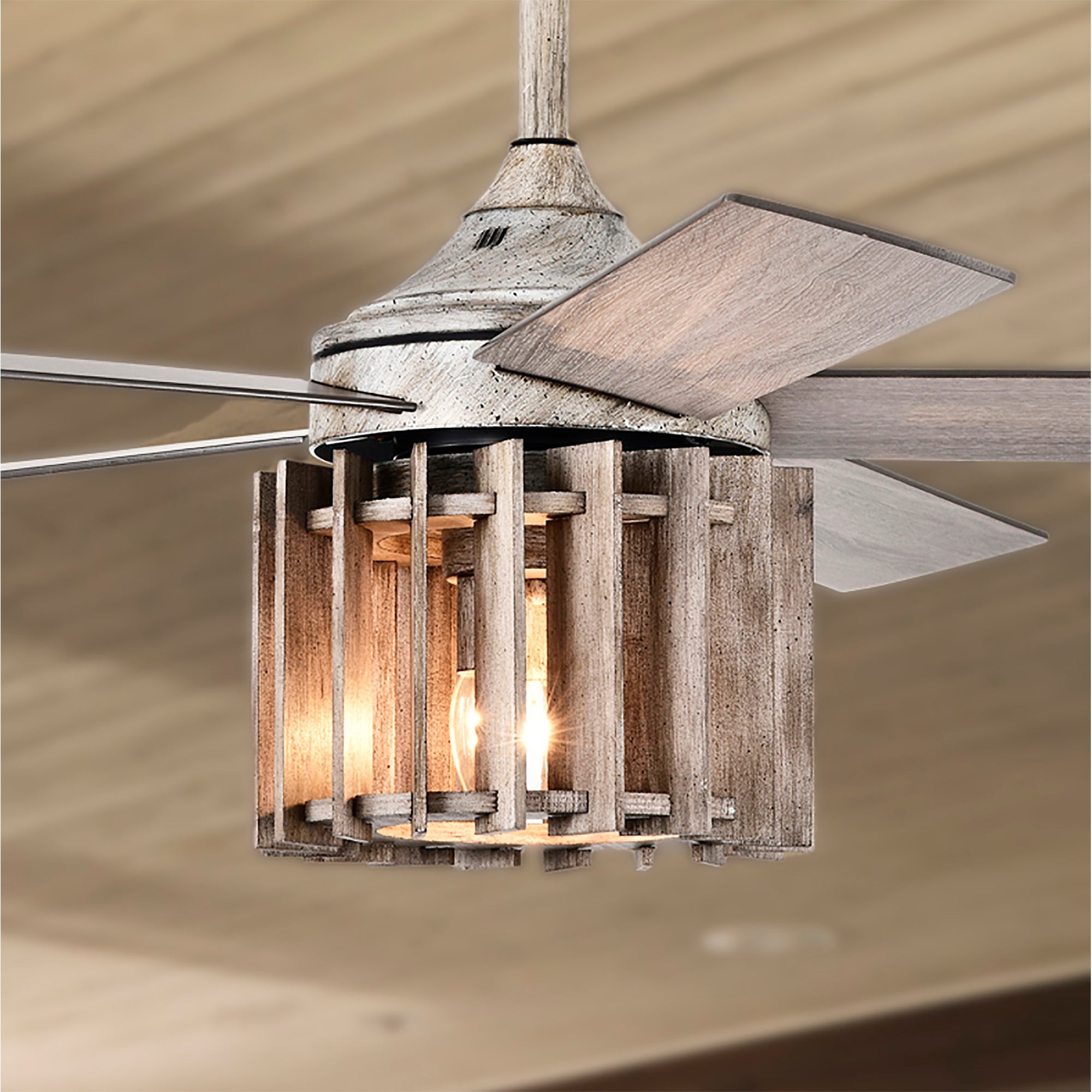 Olivia 52 Inch Distressed Wood Finish Ceiling Fan with Light Shopping - The Best Deals on Ceiling Fans | 40371728