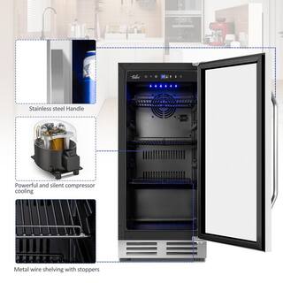 Velivi 15 in. 127 (12 oz.) Can Freestanding Beverage Cooler Fridge with Adjustable Shelves in Stainless Steel KMYL100HD