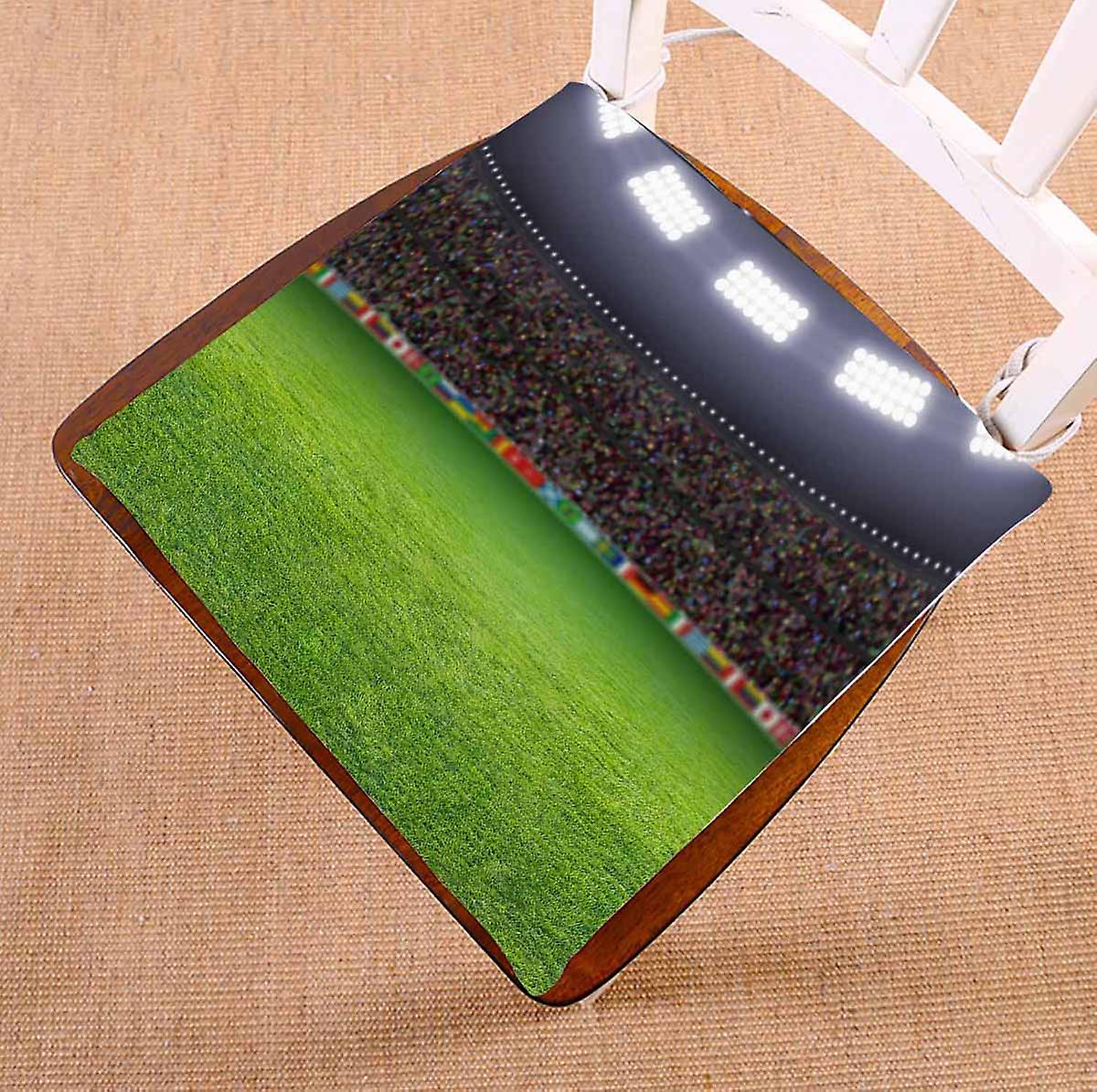 Green Soccer Stadium Illuminated Field Arena In Night Chair Pads Chair Mat Seat Cushion Chair Cushion Floor Cushion 50x50 Cm