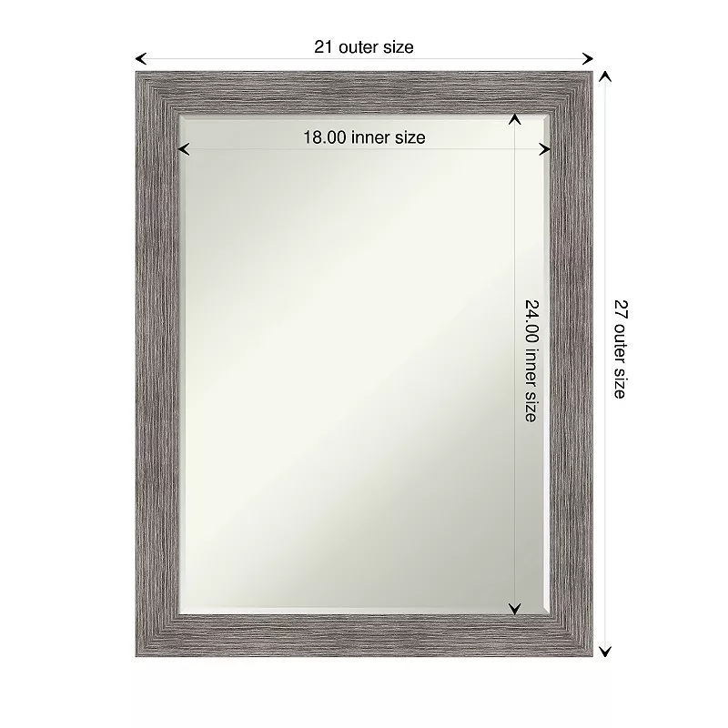 Pinstripe Plank Grey Narrow Petite Bevel Bathroom Wall Mirror