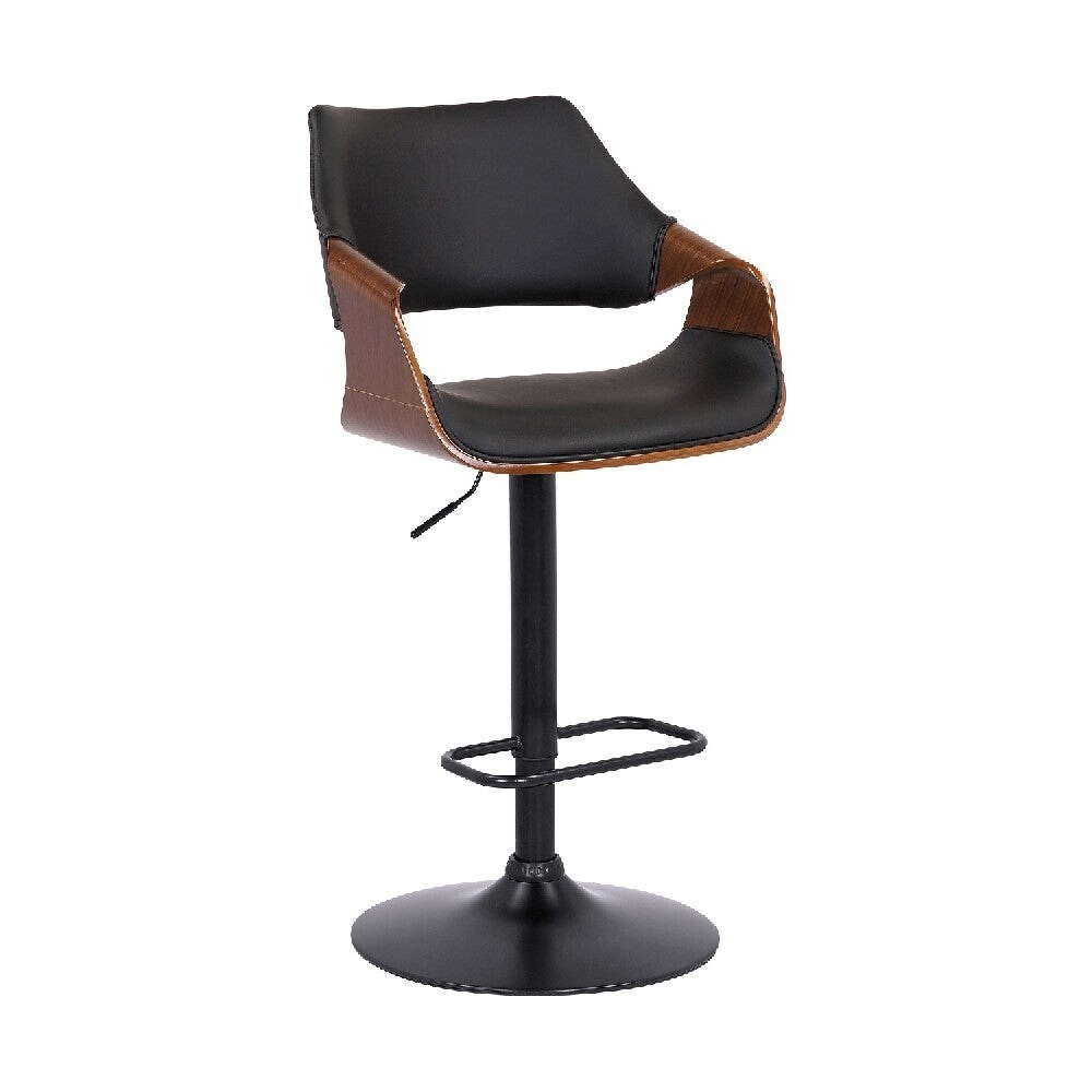 Adjustable Barstool with Faux Leather and Wooden Support