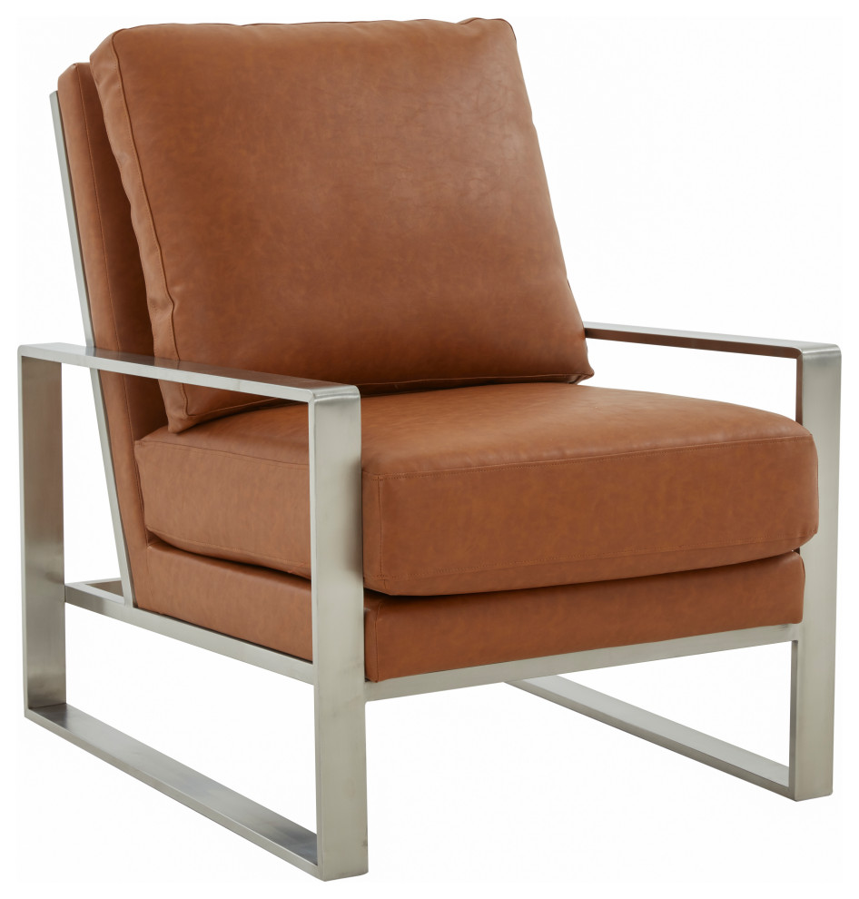 LeisureMod Jefferson Arm Chairs With Silver Frame and Coffee Table   Contemporary   Living Room Furniture Sets   by LeisureMod  Houzz