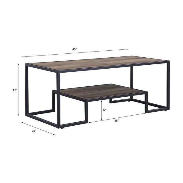 ACME Idella Rectangular Coffee Table in Rustic Oak and Black