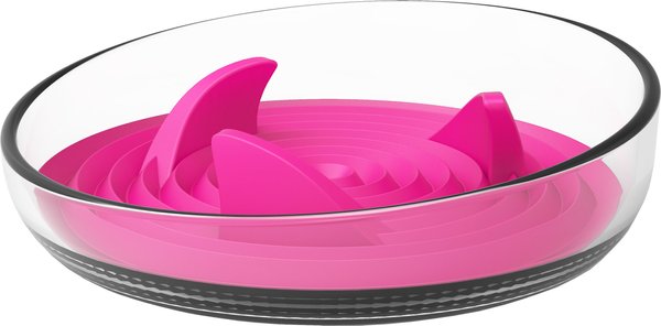 Pet Life Cirlicue Shark Fin Shaped Modern Slow Feeding Dog and Cat Bowl