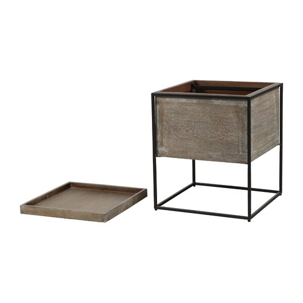 Banks Mango and Metal File Table with Tray Top and Storage