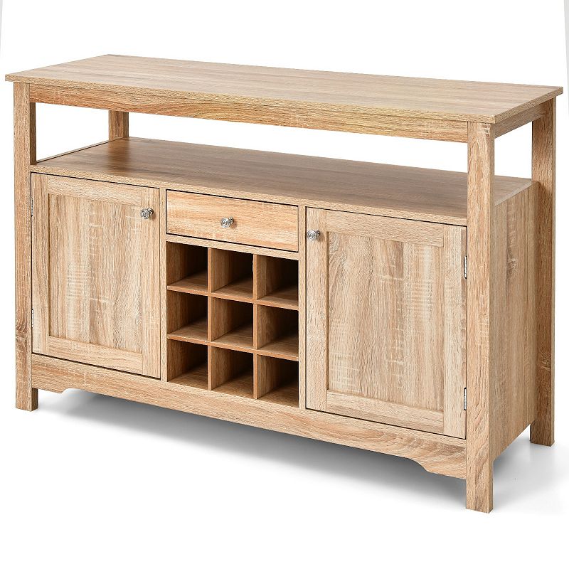 Server Buffet Sideboard With Wine Rack and Open Shelf