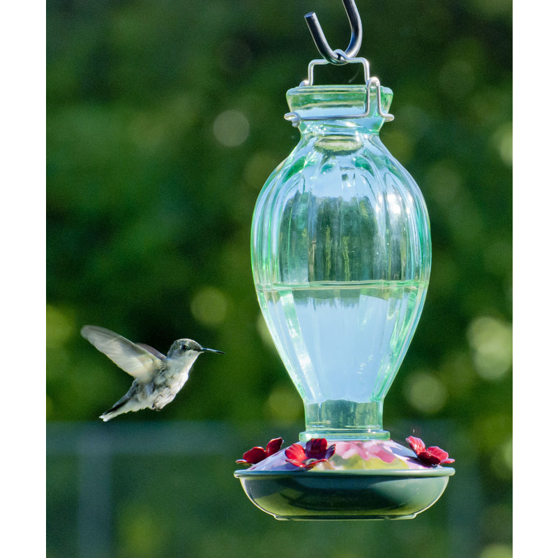 Wood Link 20 oz. Fluted Glass Hummingbird Feeder