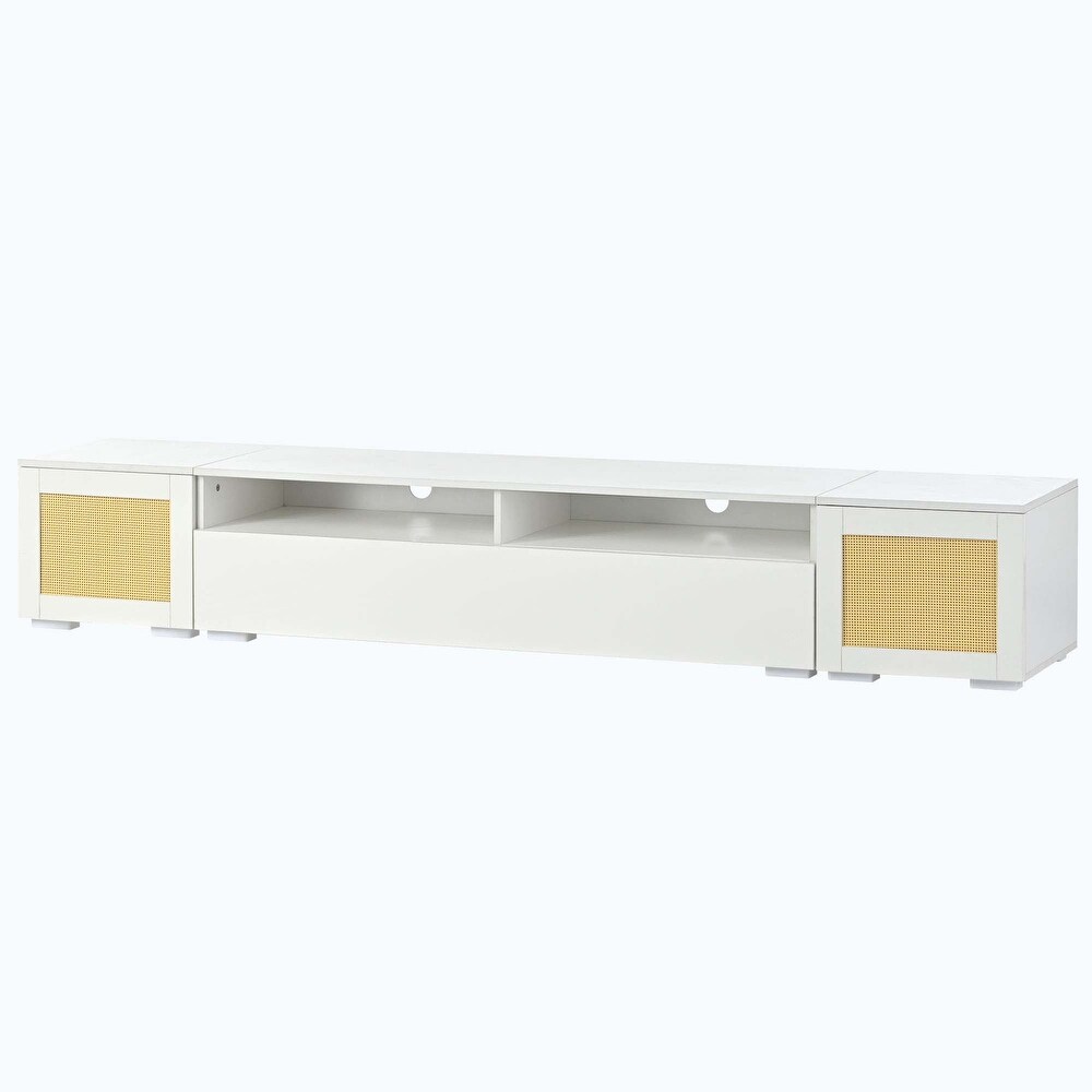 Rattan Style 3 pics TV Console Table for TVs Up to 90\