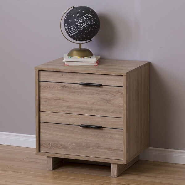 Modern 2-Drawer End Table Nightstand in Light Oak Wood Finish - - 29083766