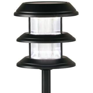 Hampton Bay Solar 10 Lumens Black Outdoor Integrated LED 3-Tier Powered Lights (6-Pack) WeatherWaterRust Resistant 79339