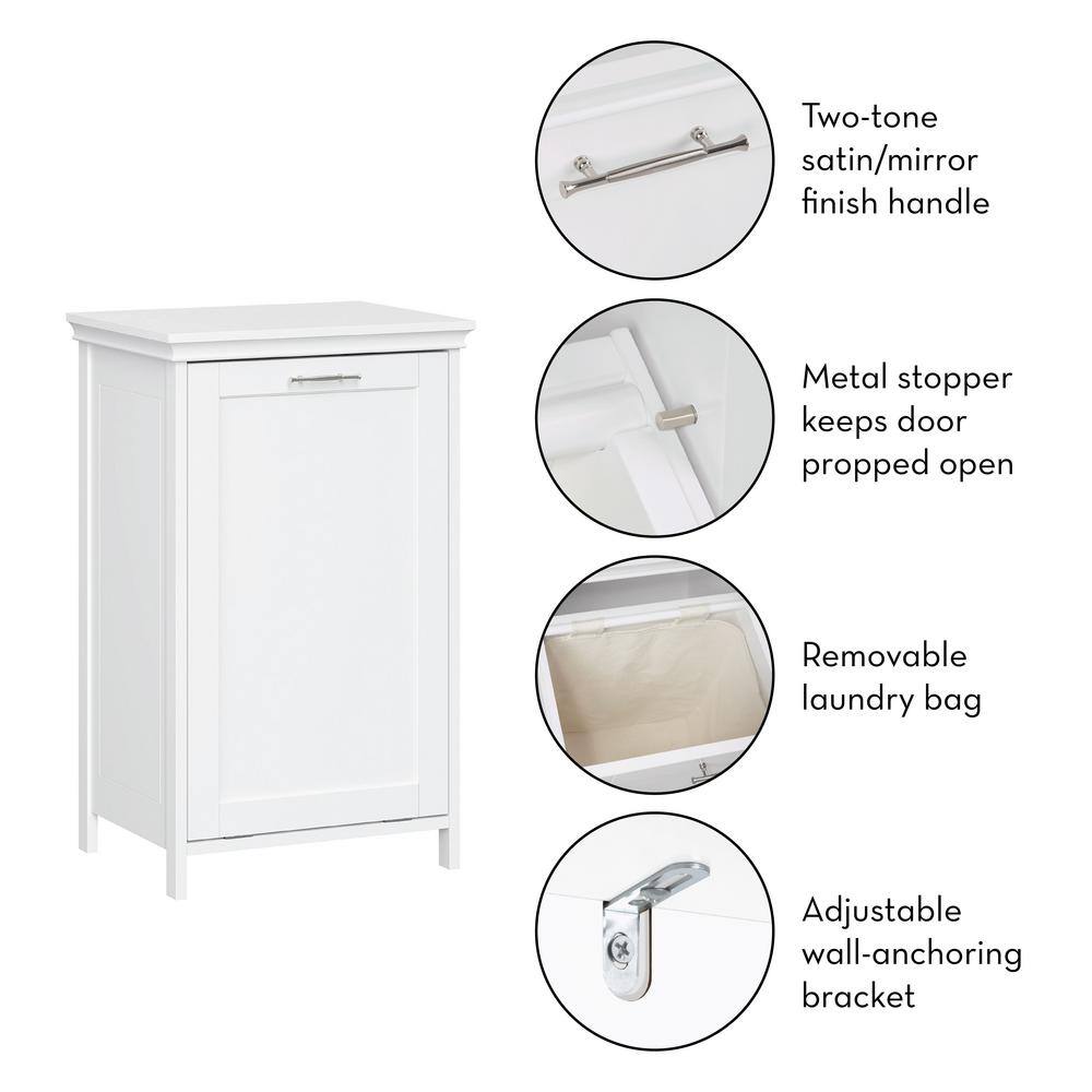 RiverRidge Home Somerset 18 in. W x 14 in. D x 30 in. H Tilt-Out Laundry Hamper in White 06-139