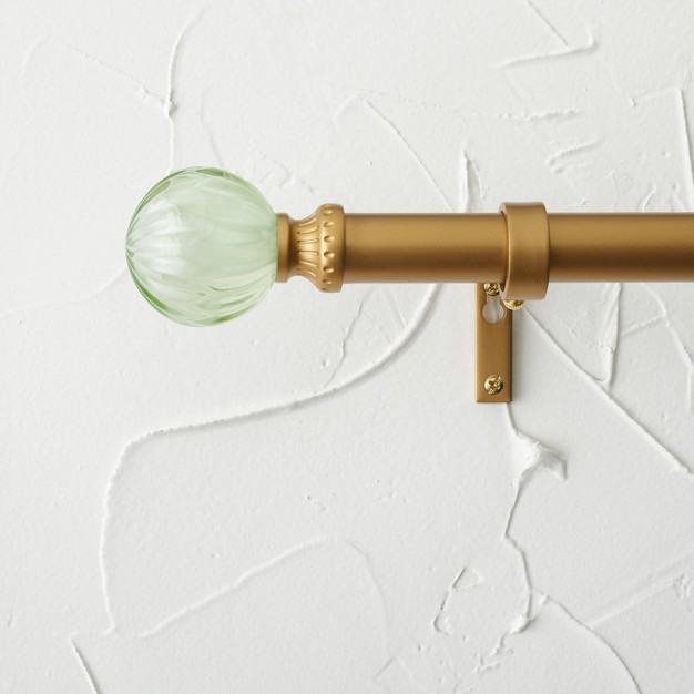 Faux Jade Ball Curtain Rod Brass Designed With Jungalow