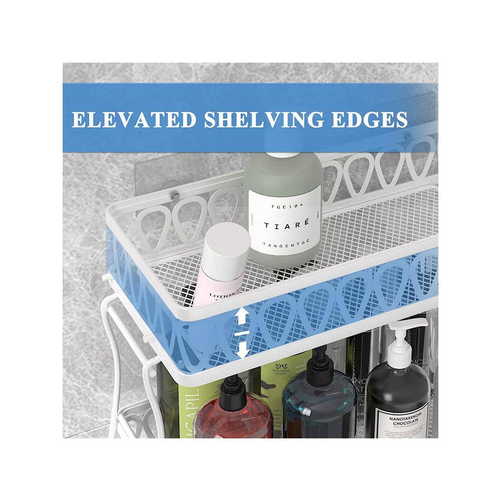 11.8 in. W x 6.1 in. D x 14 in. H Shower Caddy in White Bathroom Shelf 2 Layer Wall Mounted Storage Organizer W-SGA-12