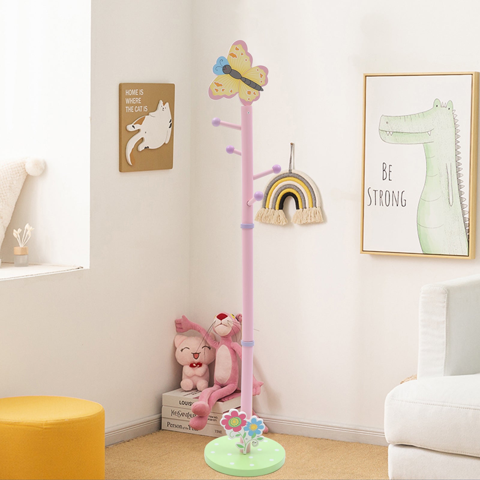 Miumaeov Wooden Coat Rack Stand， Kids’ Coat Rack Freestanding Tree Hanger Clothes Coat Rack Hanging Stand for Children