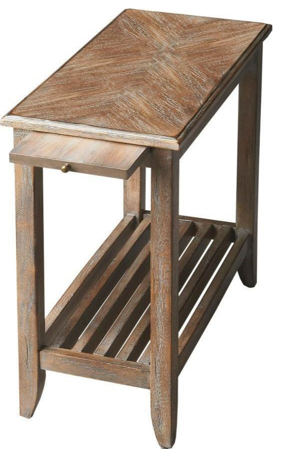 Chairside Table End Side Distressed Dusty Trail Gray Tan Birch   Transitional   Side Tables And End Tables   by Carpet Queen  Houzz