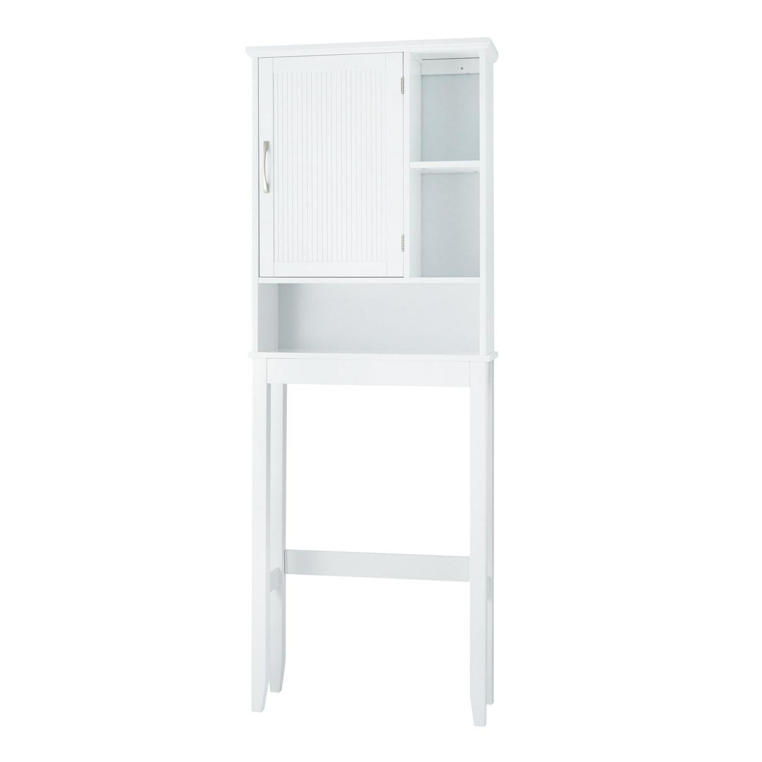 Teamson Home Newport Contemporary Wooden Over-the-Toilet Storage Cabinet with Shelves， White