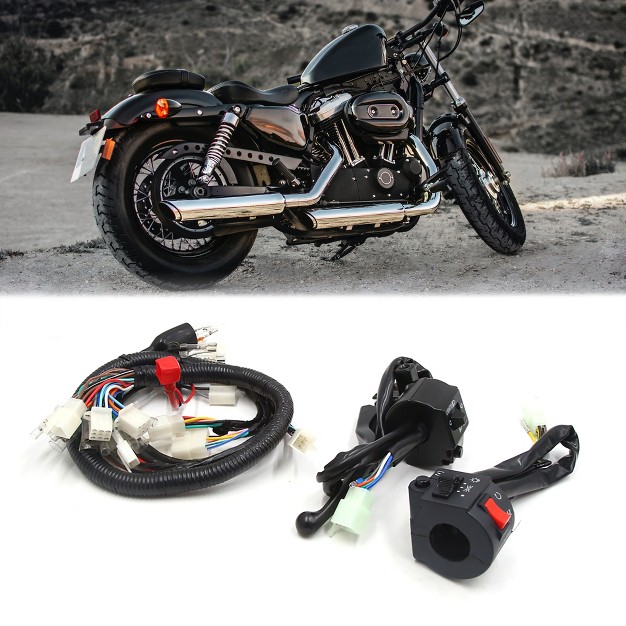 Unique Bargains Motorcycle Handlebar Turn Signal Light Control Switch Set For Suzuki Gn125 W Wire Harness Black 1set