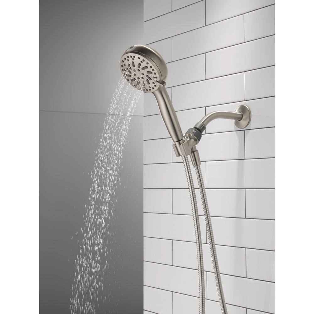 Delta 6-Spray Patterns 1.75 GPM 4.5 in. Wall Mount Handheld Shower Head in Spotshield Brushed Nickel 75740SN