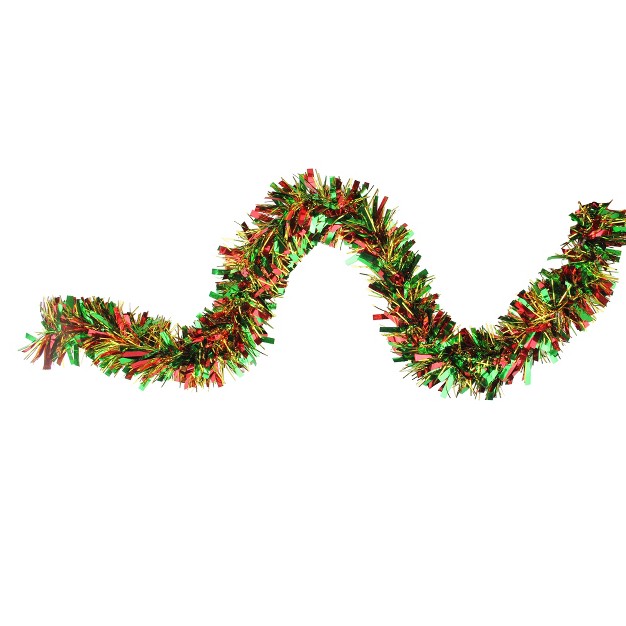 Unlit Green red Wide Cut Tinsel Christmas Garland