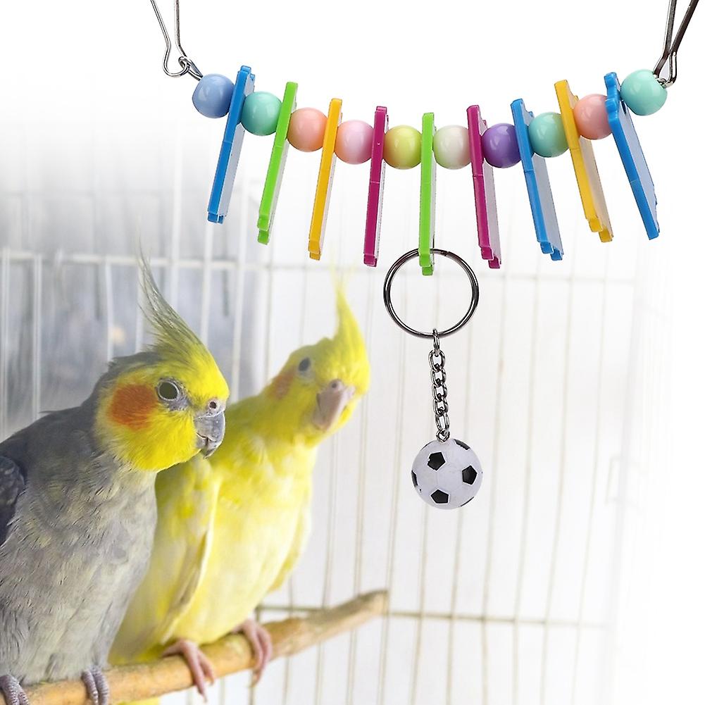 Colorful Plastic Iron Pet Parrot Football Chewing Biting Hanging String Swing Toy Bird Cage Accessories