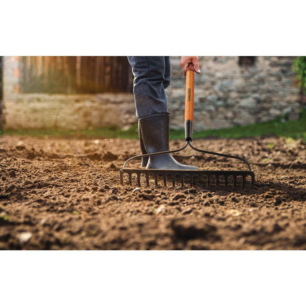Husky 57 in. Wood Handle 16-Tine Bow Rake 77105-942