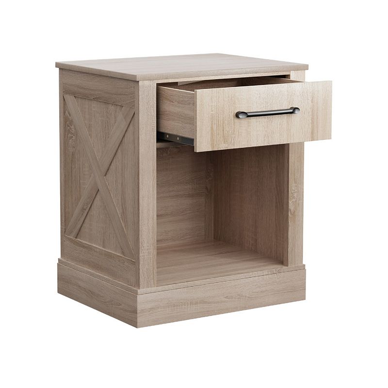 Compact Nightstand with Drawer and Shelf