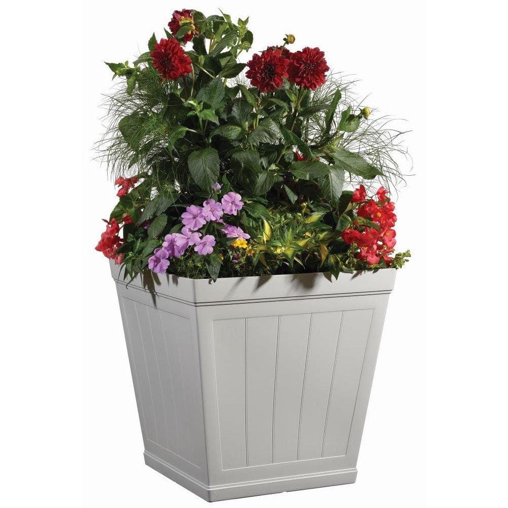 Vigoro 20 in. Eden Large White Resin Square Planter (20 in. L x 20 in. W x 20 in. H) HD1114-089