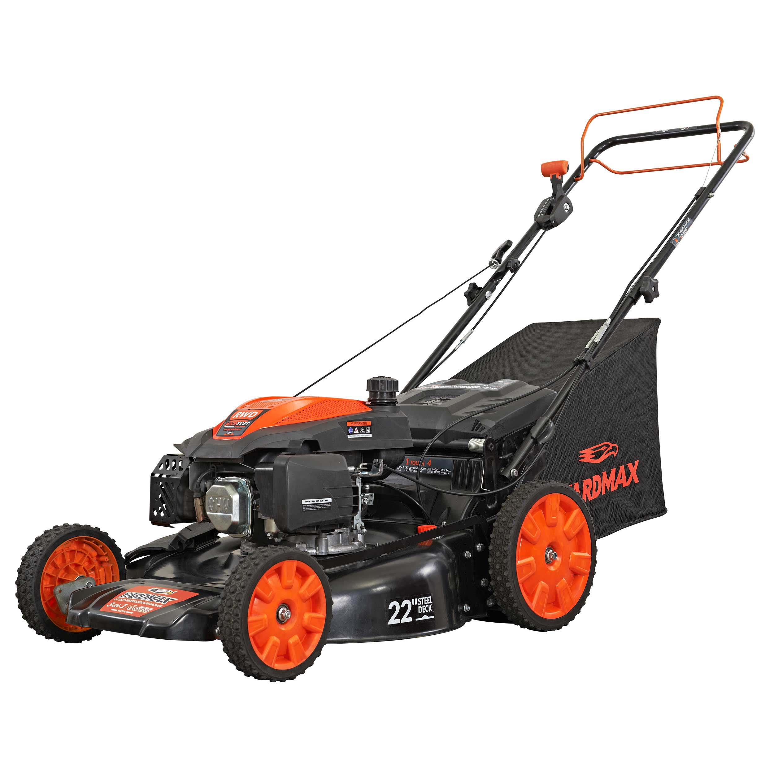 YARDMAX 22 in. 201cc SELECT PACE 6 Speed CVT High Wheel RWD 3-in-1 Gas Walk Behind Self Propelled Lawn Mower