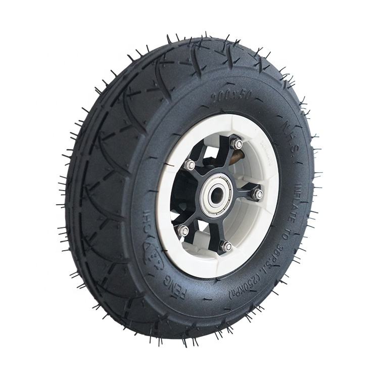 Wholesale customizable 6 7 8 inch rubber tire with alloy hub scooters wheelbarrow mountainboard pneumatic wheel